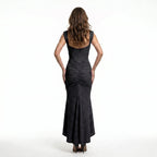 black-damask-mermaid-gown-back-model-calypso-contour