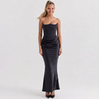 black-satin-corset-maxi-dress-front-model-aphrodite-allure