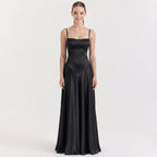 black-satin-maxi-gown-front-model-urania-radiance