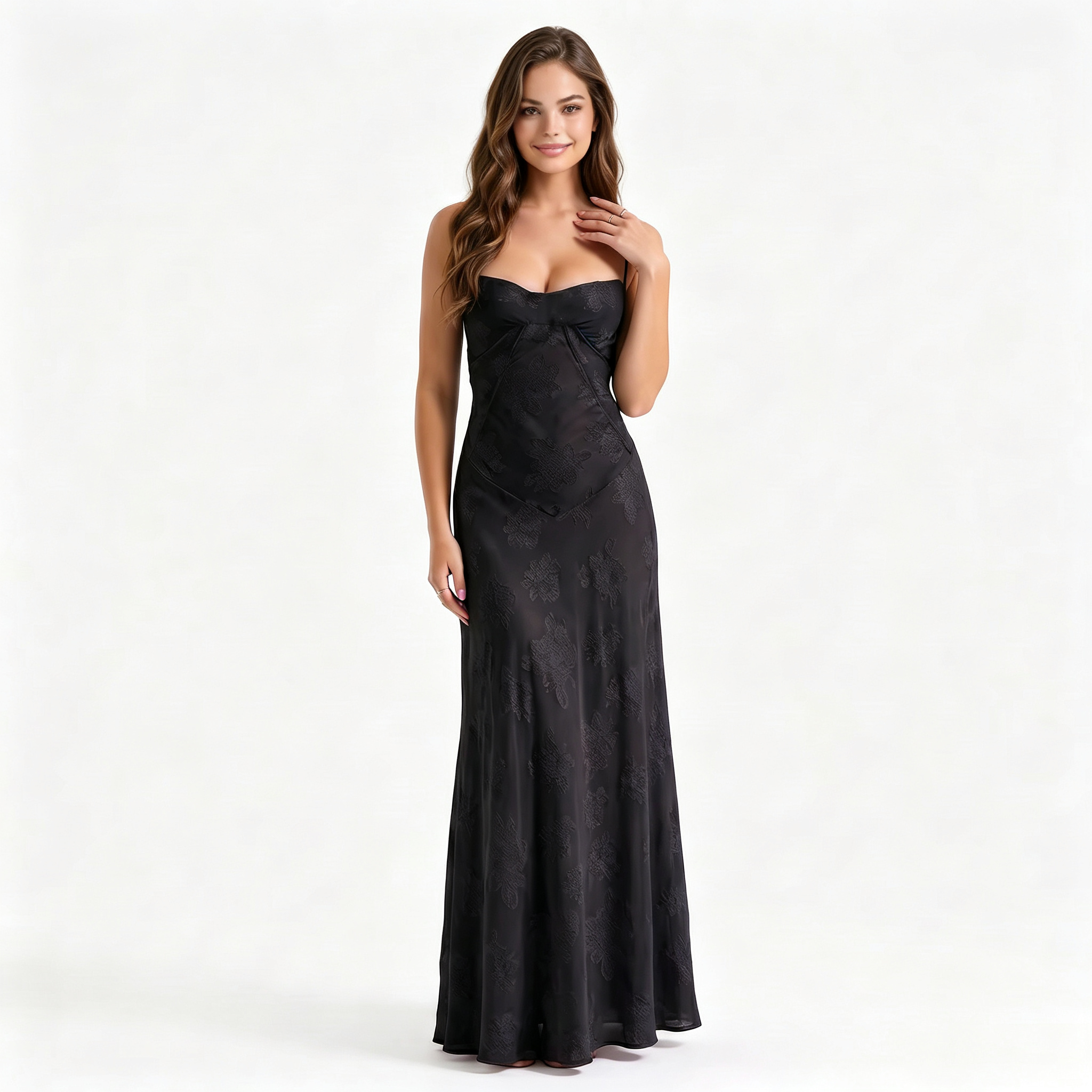 black-satin-slip-maxi-dress-front-model-chloris-whisper