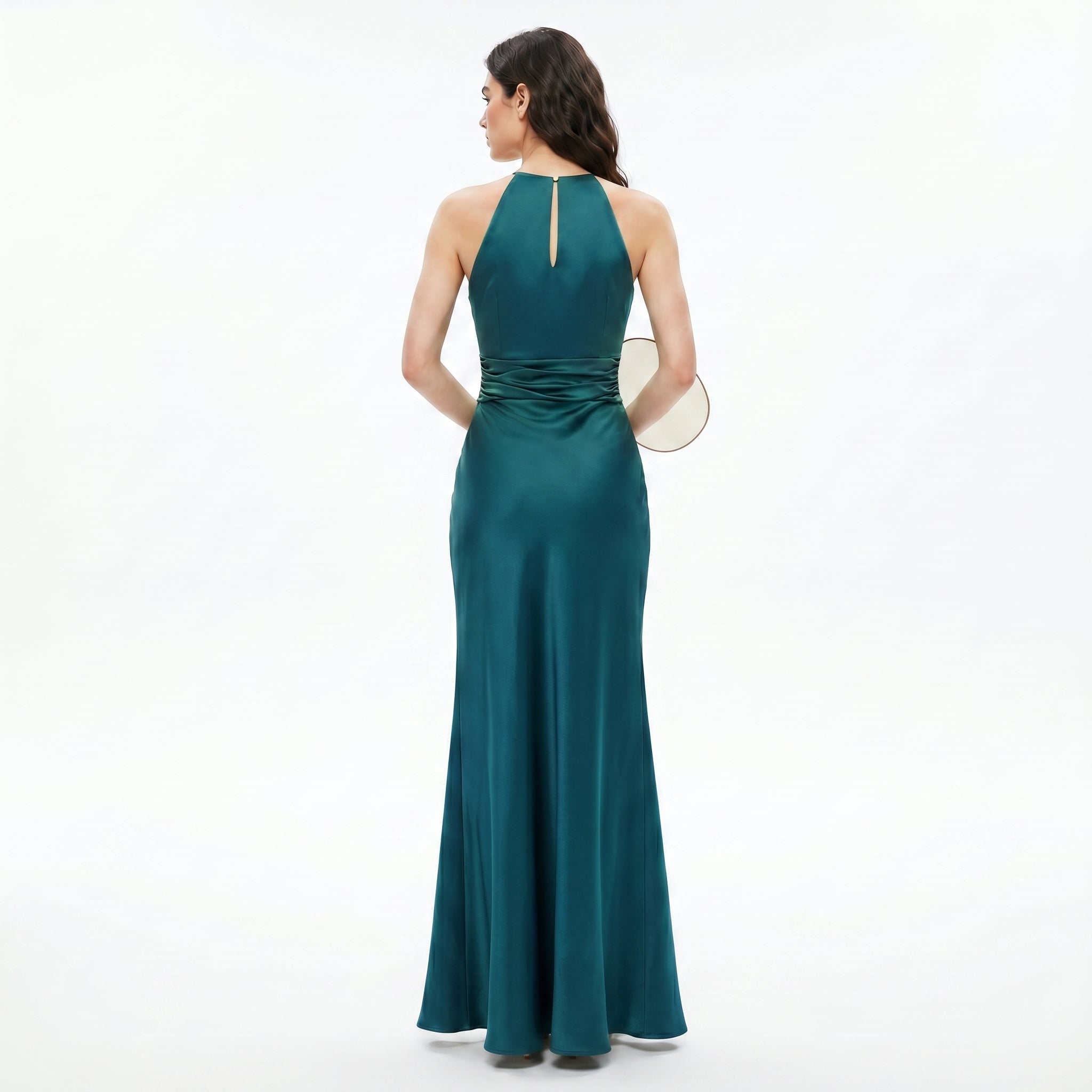 blue-satin-halter-dress-back-model-selene-splendor