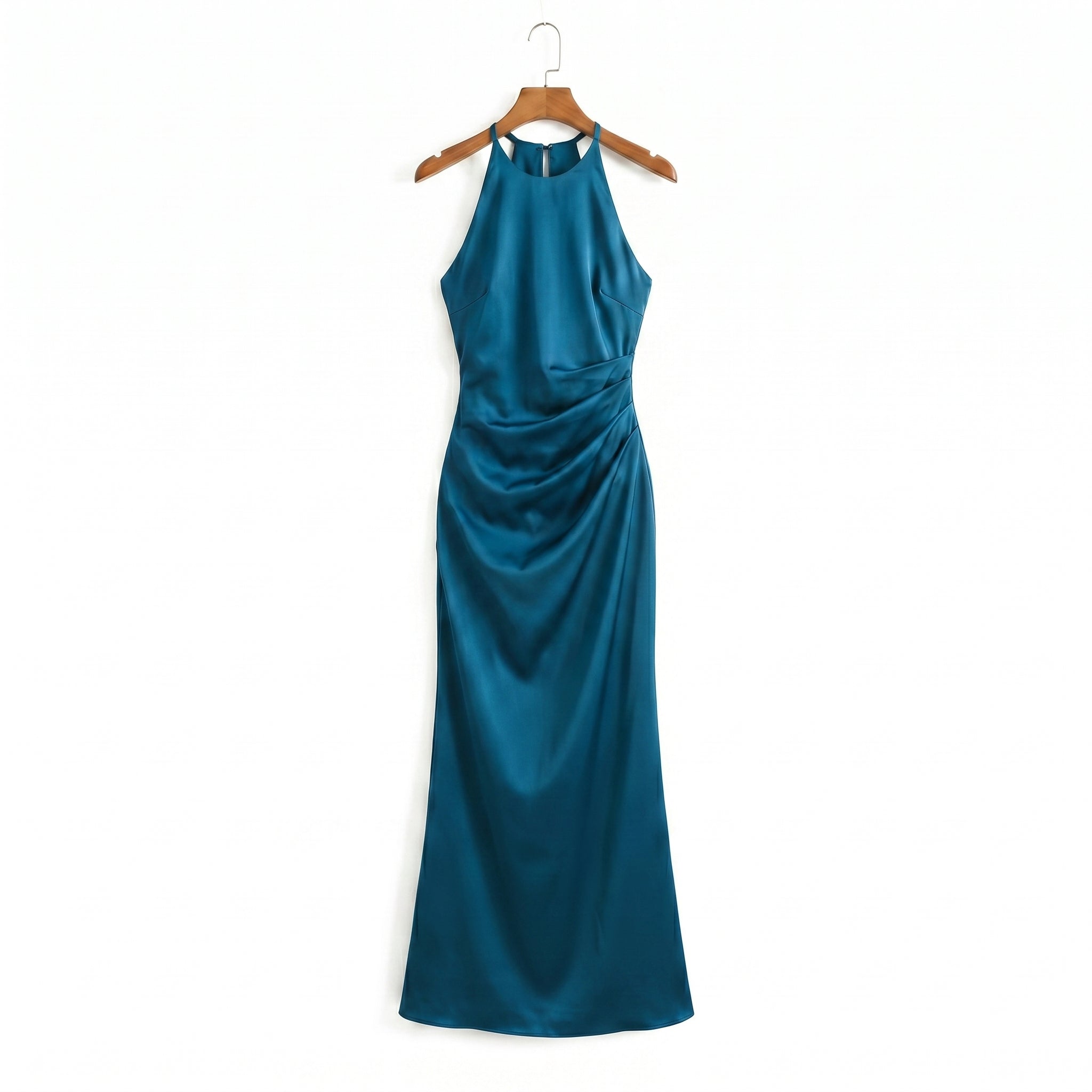 blue-satin-halter-dress-product-front-selene-splendor