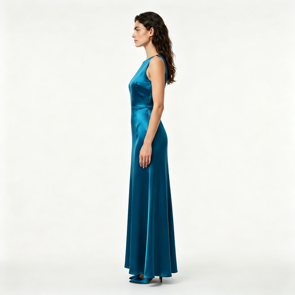blue-satin-halter-dress-side-model-selene-splendor