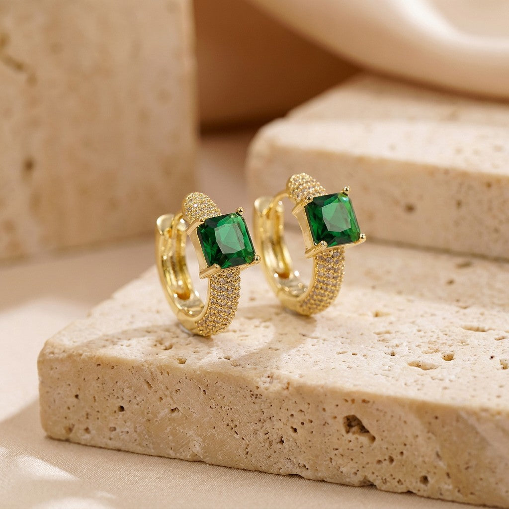 emerald-gold-plated-brass-earring-creative-emerald-flare