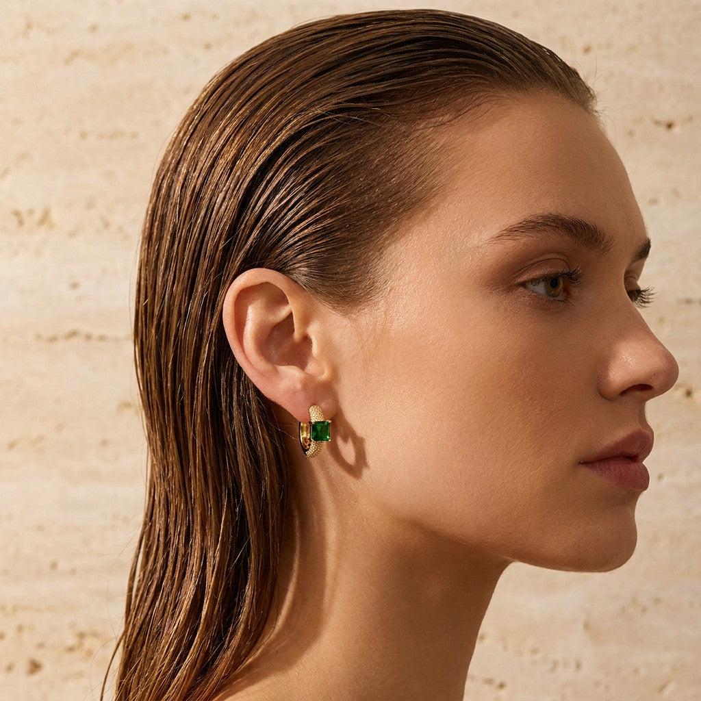 emerald-gold-plated-brass-earring-model-emerald-flare