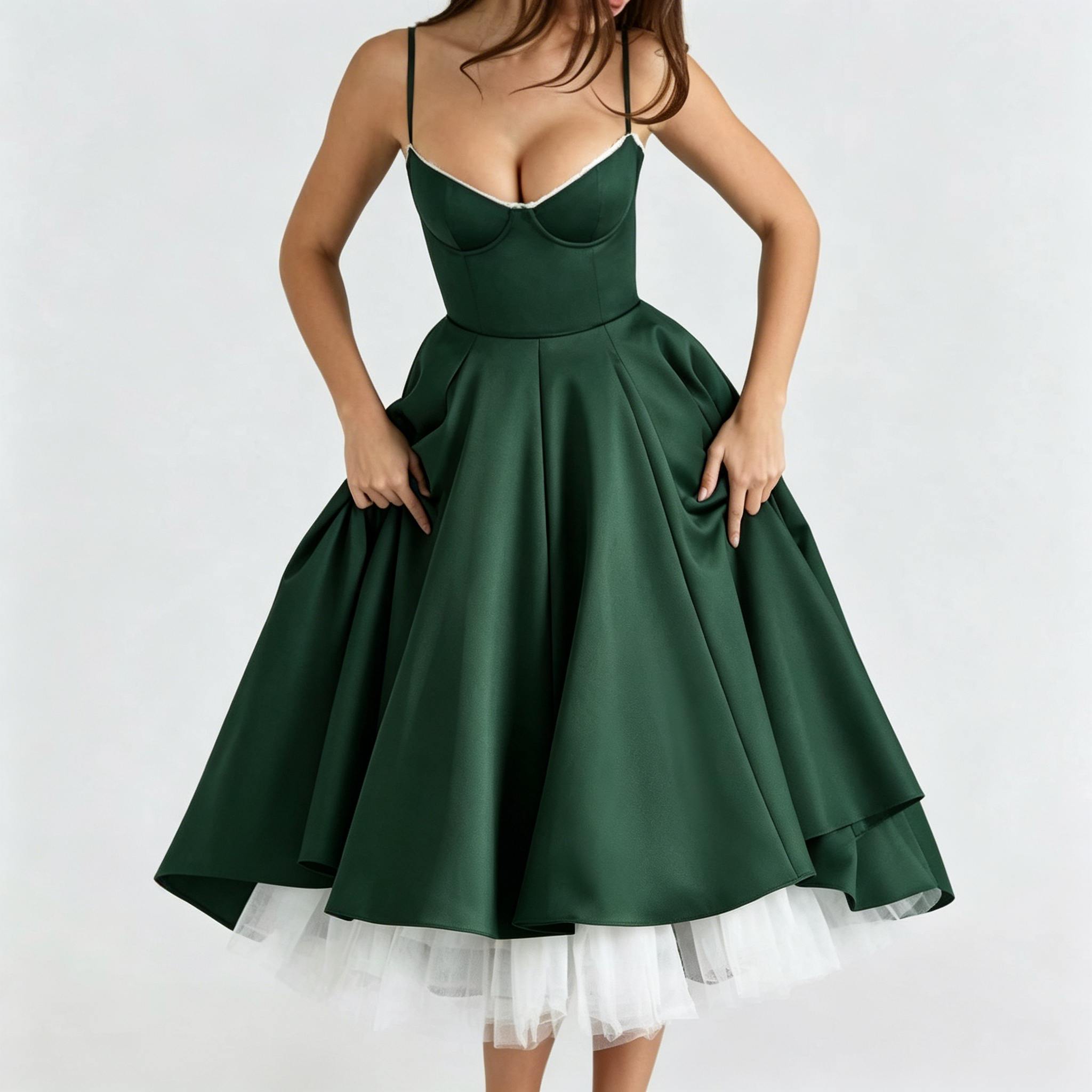 emerald-satin-a-line-midi-dress-feature-detail-juno-muse