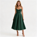 emerald-satin-a-line-midi-dress-front-model-juno-muse