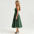 emerald-satin-a-line-midi-dress-side-model-juno-muse