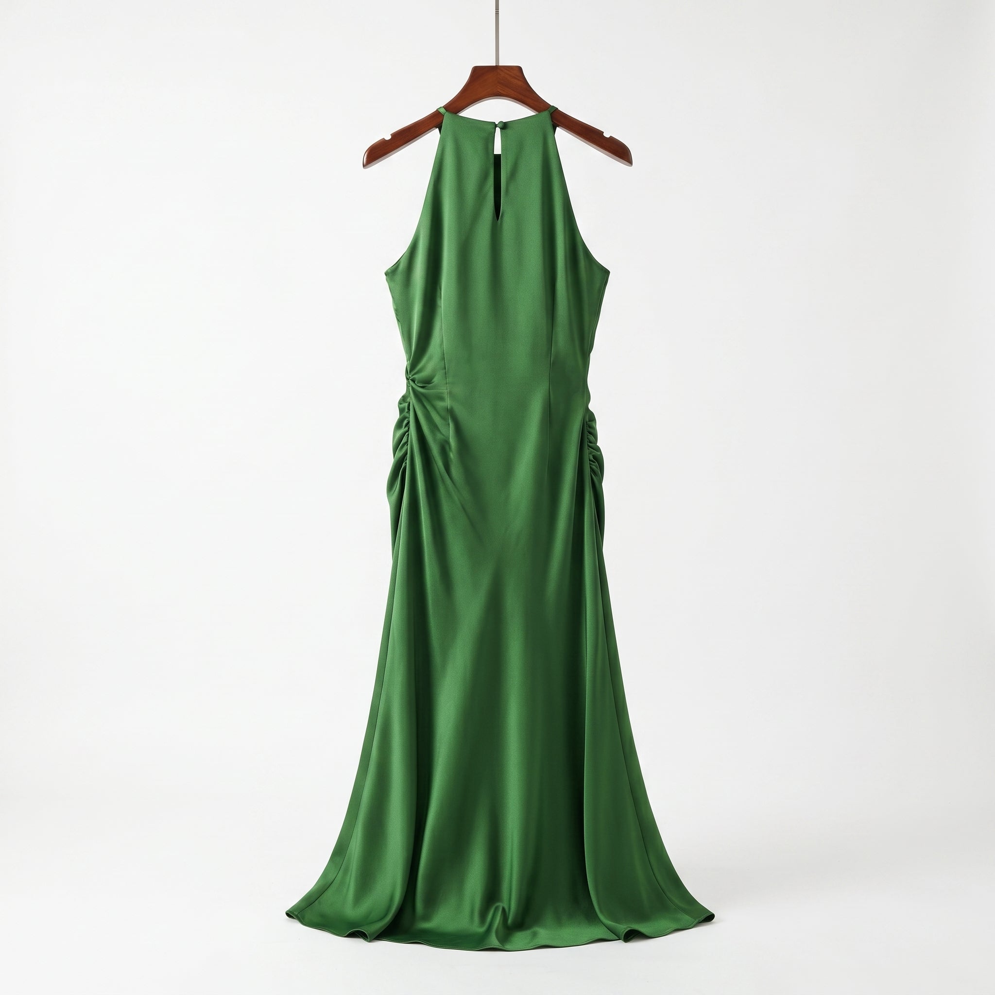 emerald-satin-halter-dress-display-back