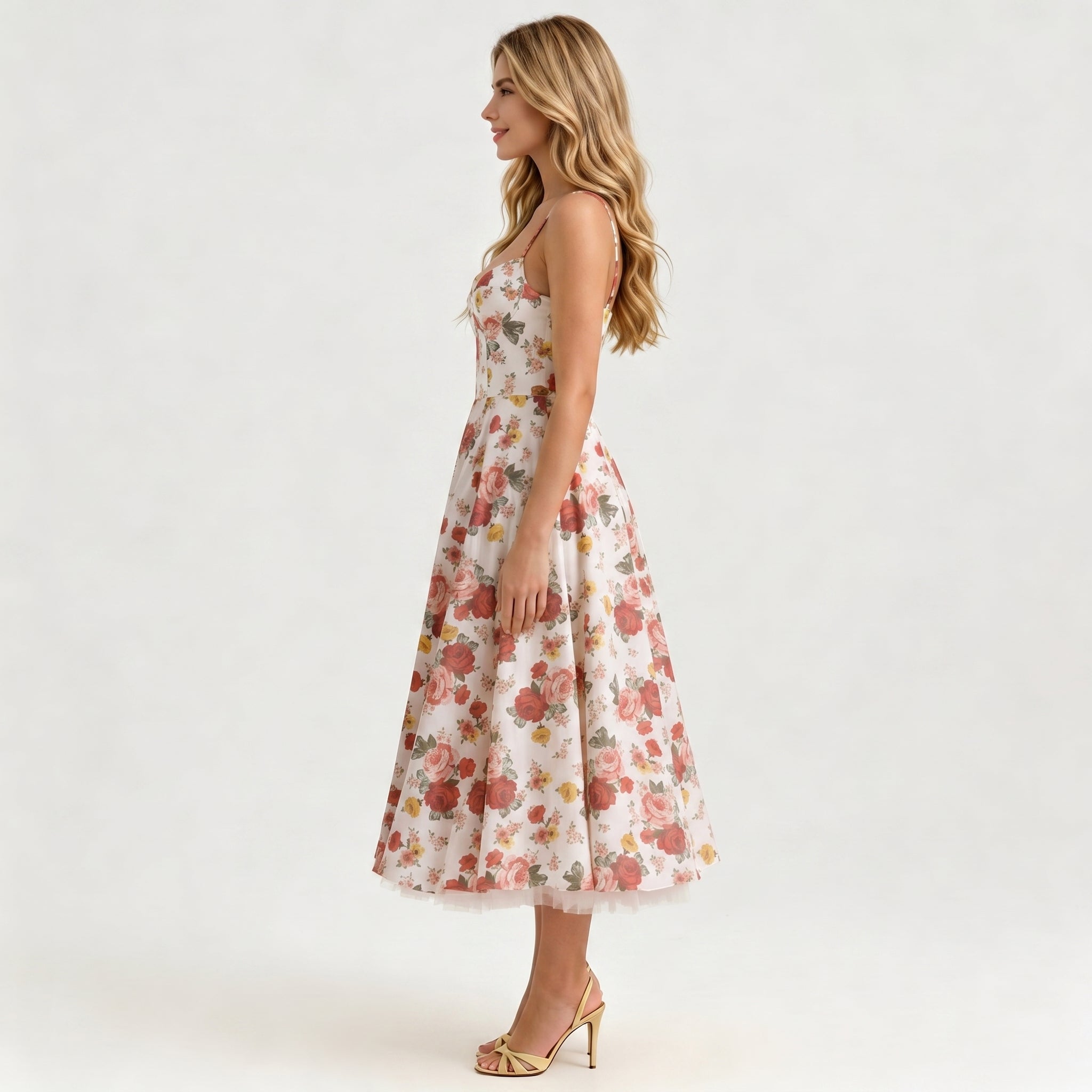 floral-satin-a-line-midi-dress-side-model-juno-muse