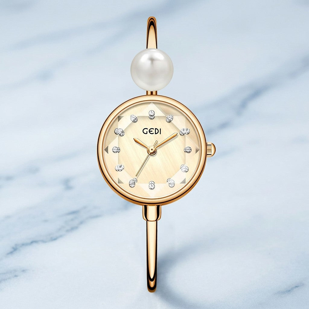 gold-bangle-pearl-watch-front-view-luna-precision