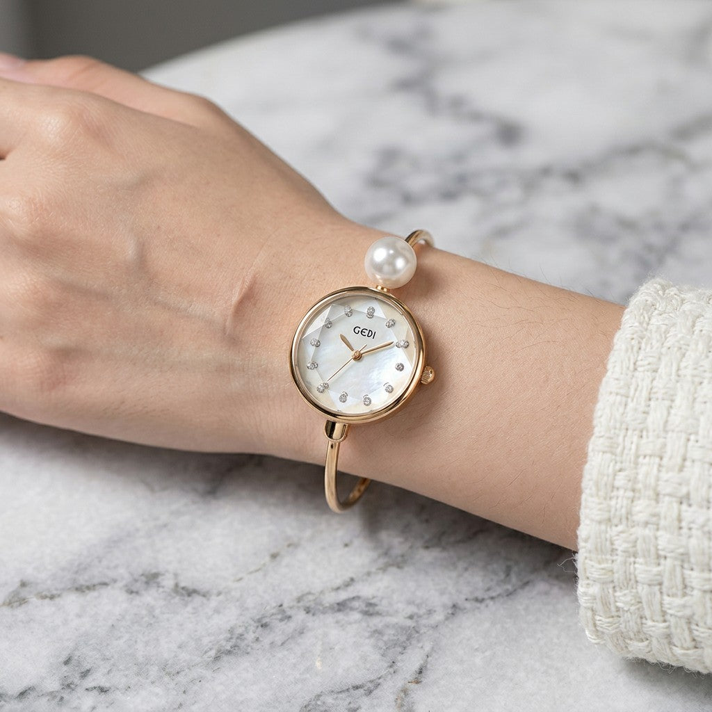 gold-bangle-pearl-watch-side-view-luna-precision