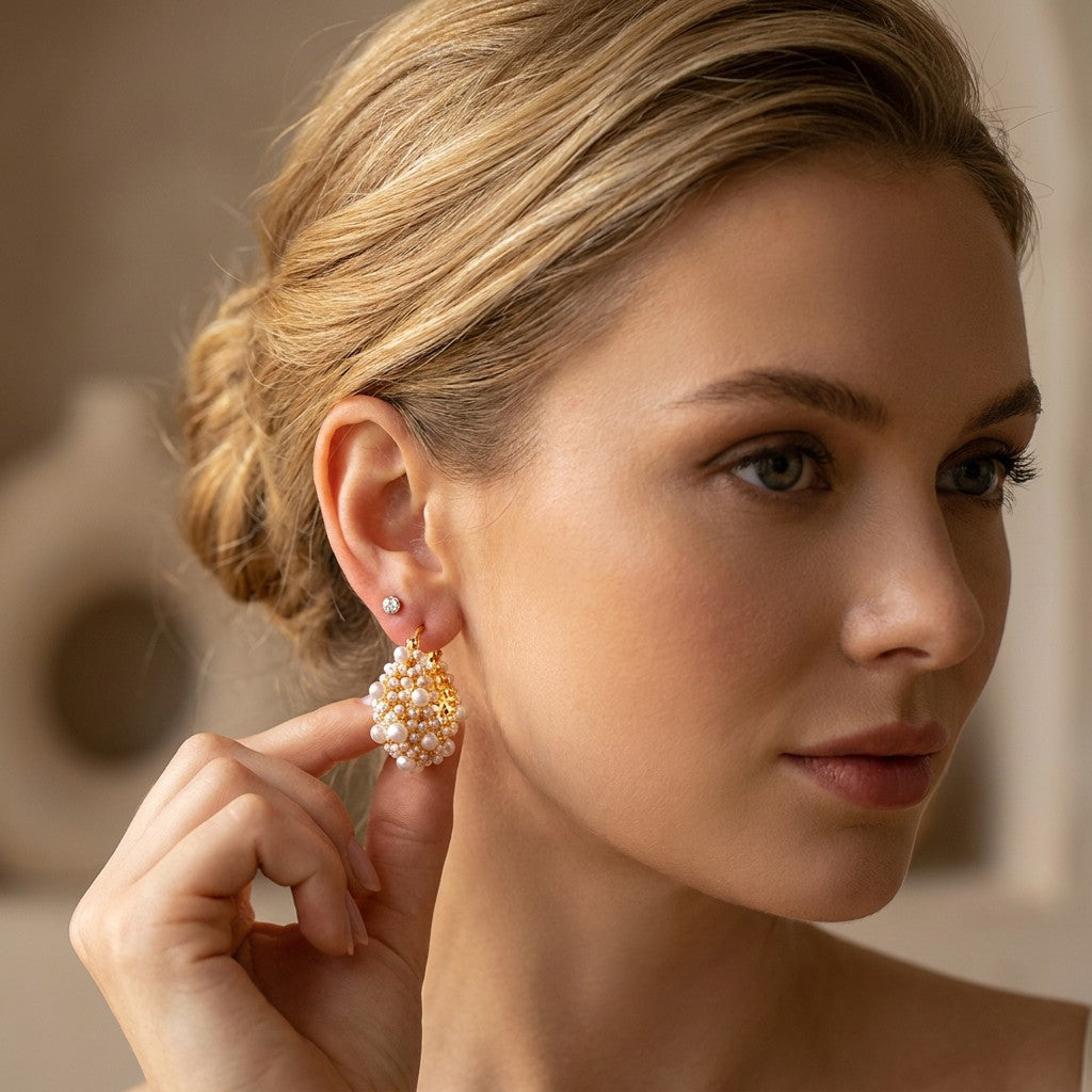 gold-pearl-cluster-earrings-side-luna-cluster