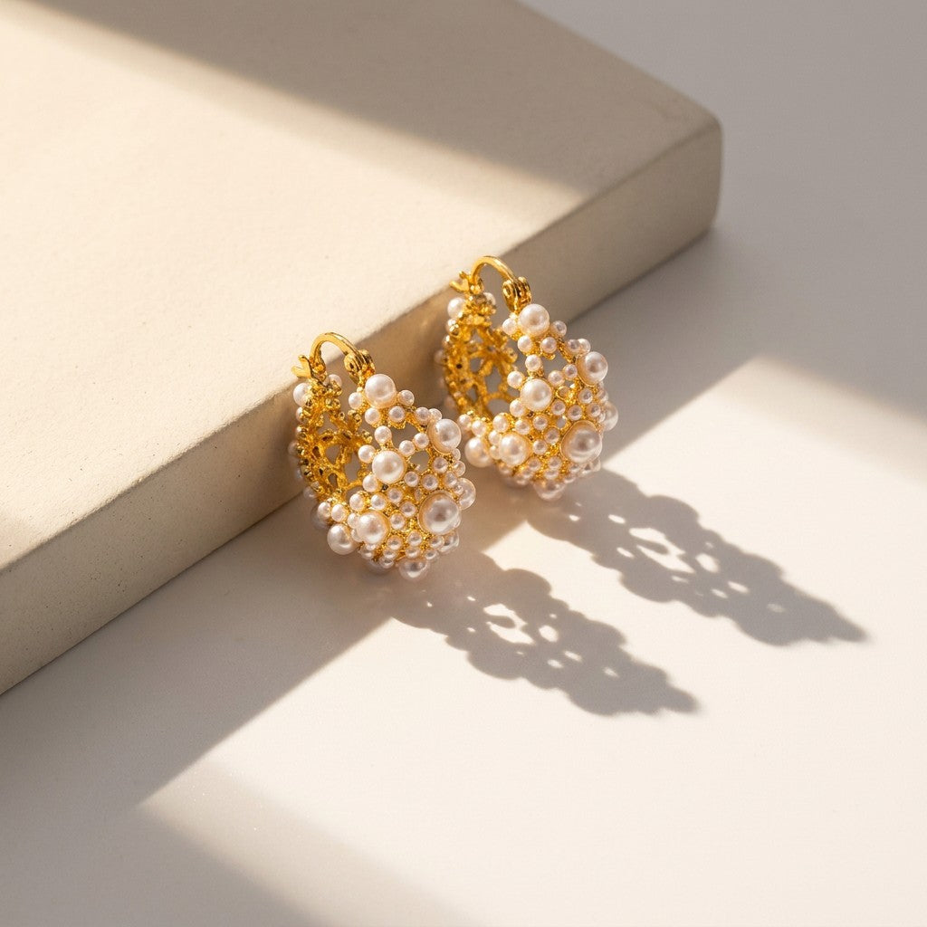 gold-pearl-cluster-earrings-stacking-luna-cluster