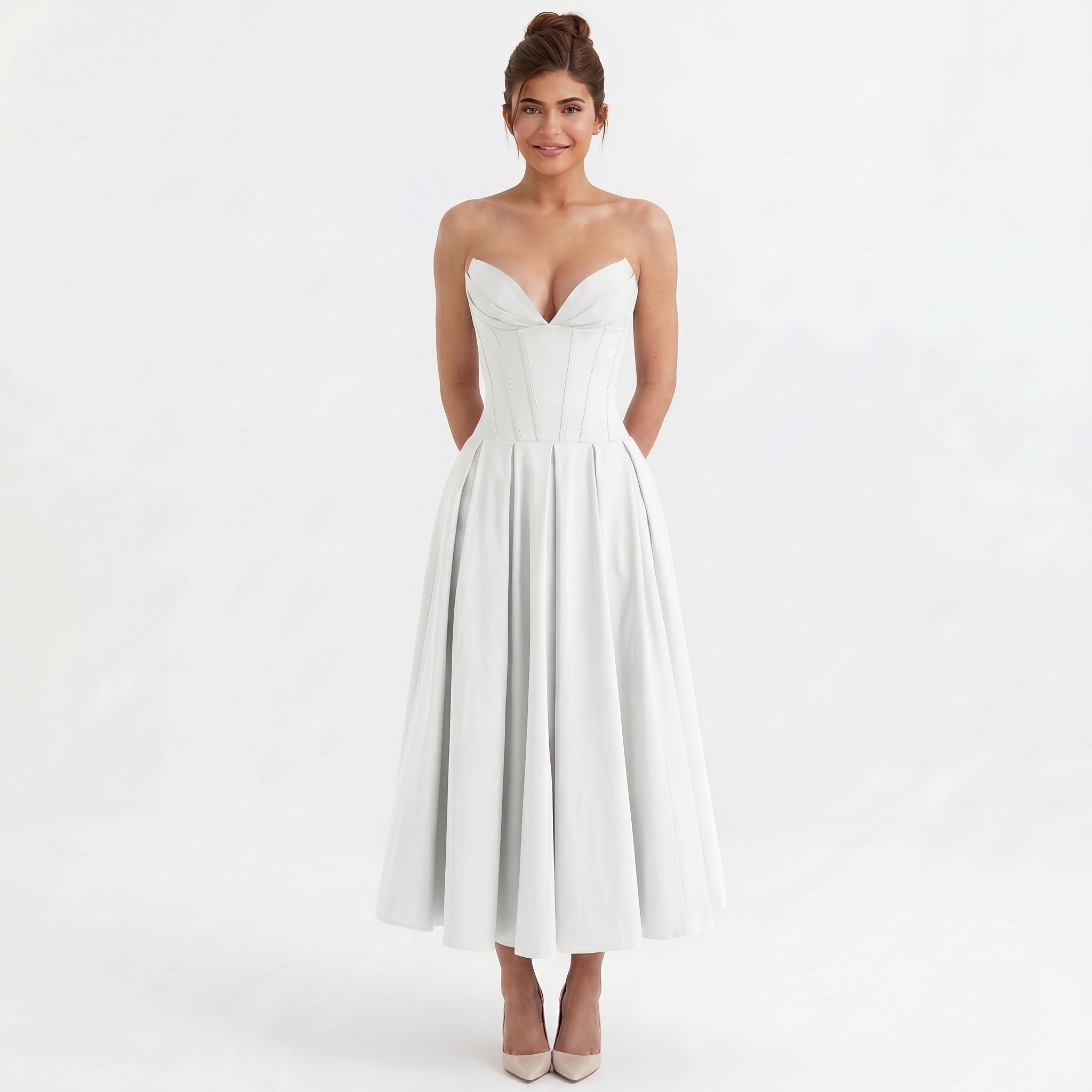 ivory-polyester-corset-midi-dress-front-model-eos-radiance