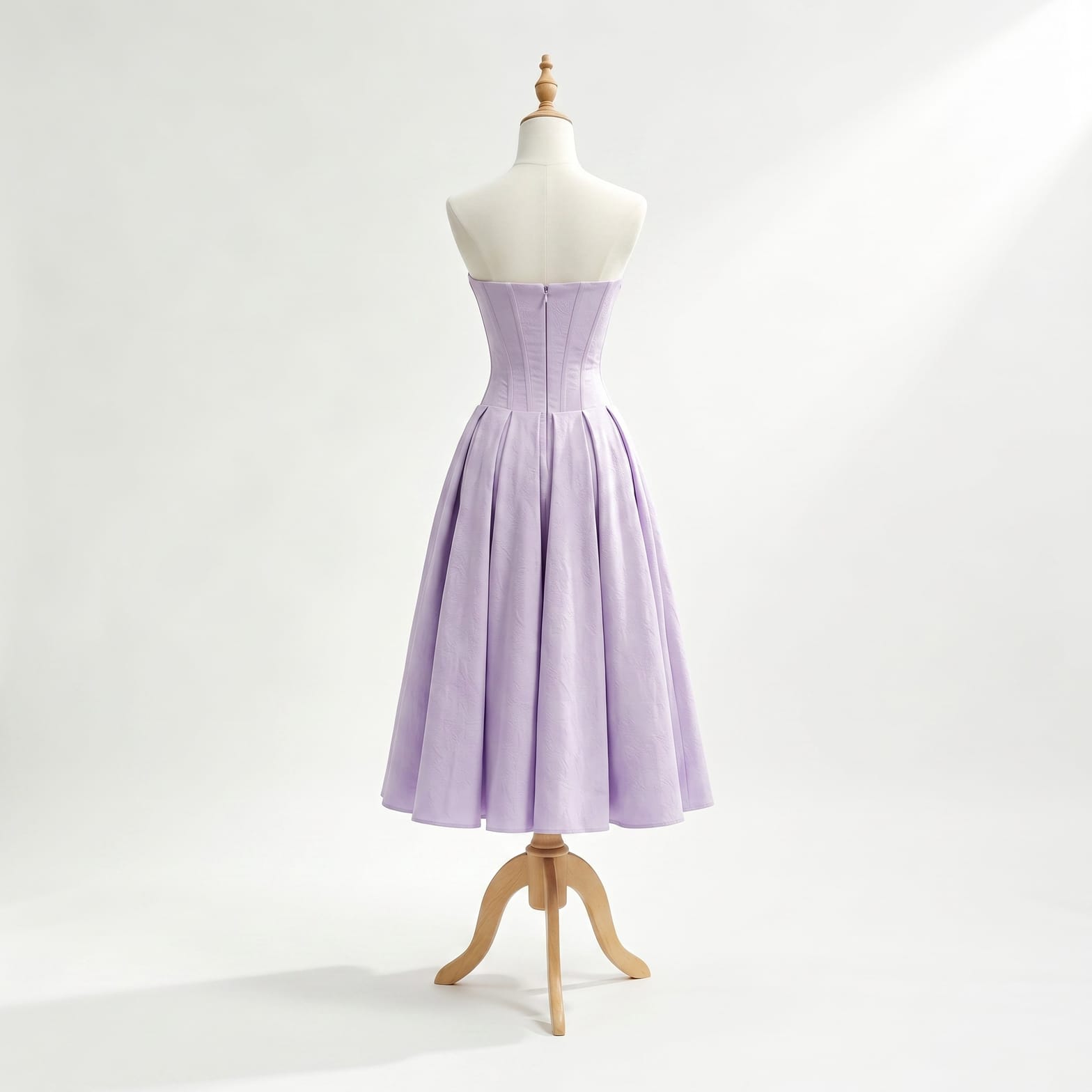 lavender-polyester-dress-display-back-eos-radiance