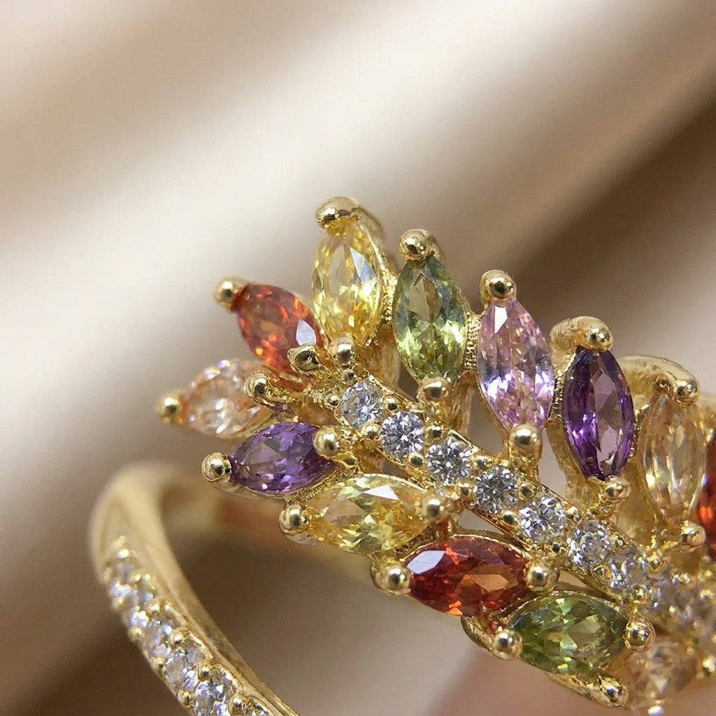 multicolor-pearl-moissanite-gold-plated-brass-ring-closeup-details-silkfrost-symphony
