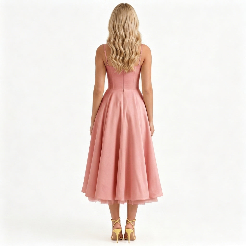 pale-pink-satin-a-line-midi-dress-back-model-juno-muse