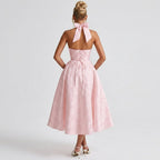 pink-jacquard-halter-midi-dress-back-model-alcestis-grace