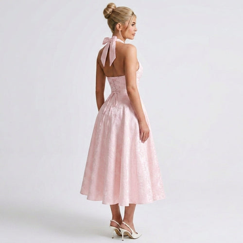 pink-jacquard-halter-midi-dress-side-model-alcestis-grace