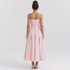 pink-polyester-corset-midi-dress-back-model-eos-radiance