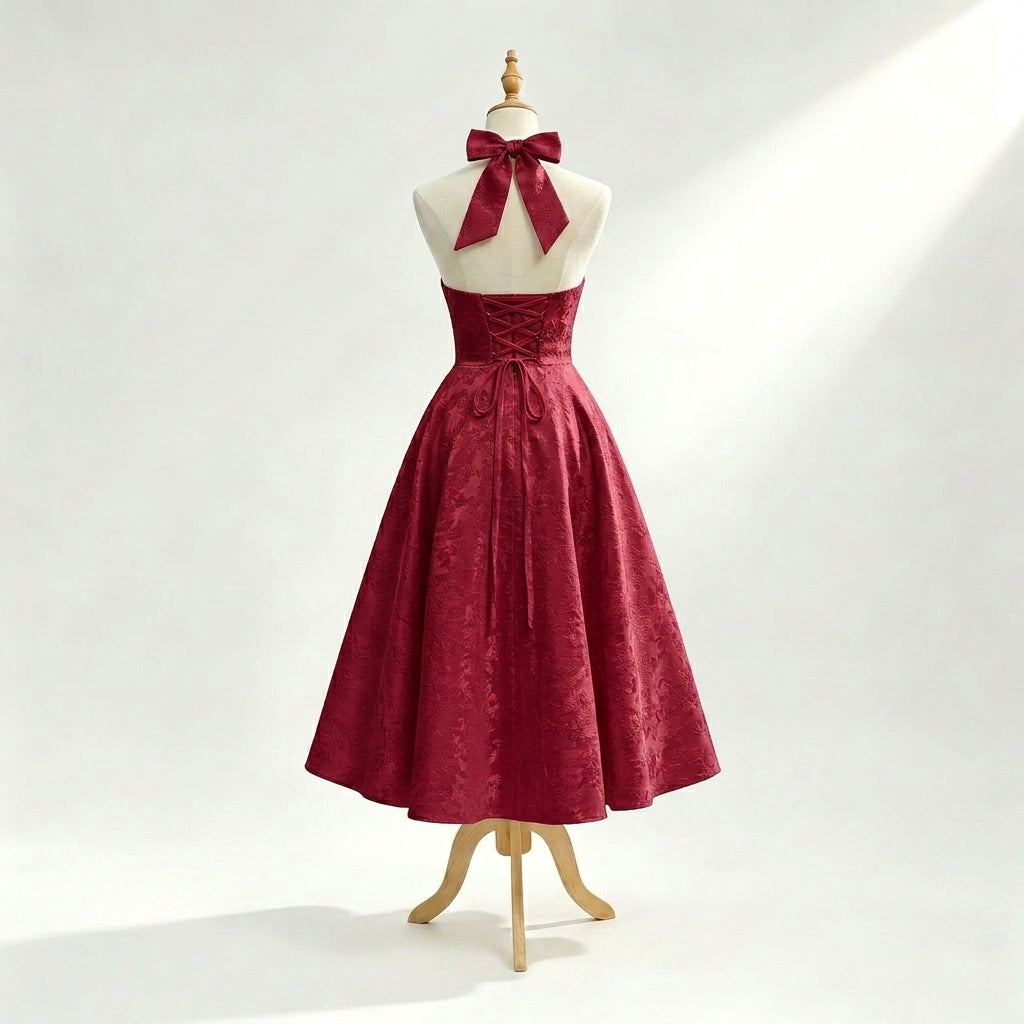 red-jacquard-halter-midi-dress-product-back-alcestis-grace