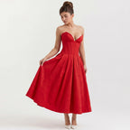 red-polyester-corset-midi-dress-feature-detail-eos-radiance