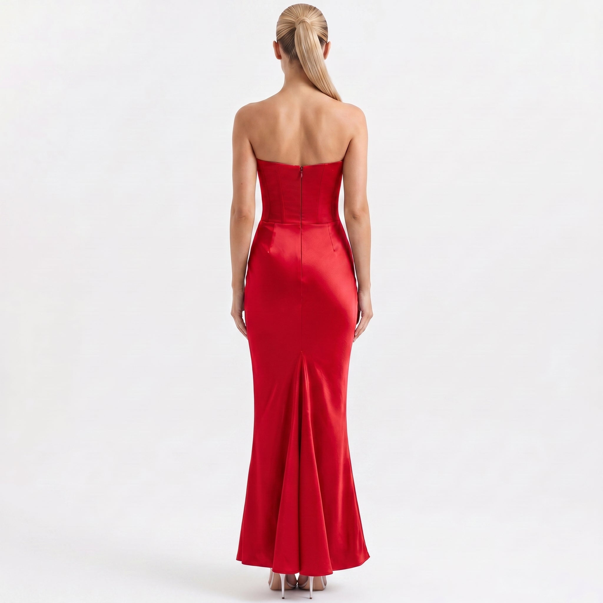 red-satin-sheath-gown-back-model-aphrodite-allure