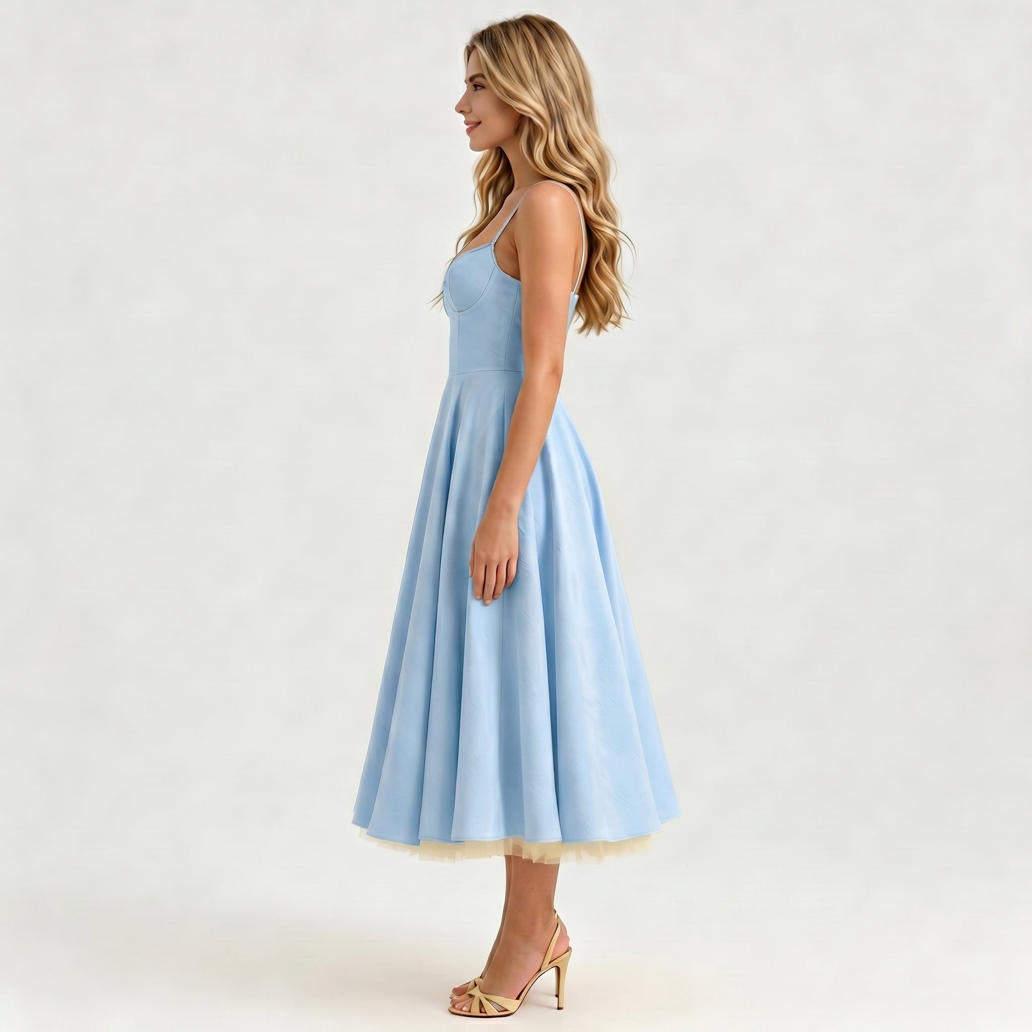 serene-blue-satin-a-line-midi-dress-side-model-juno-muse