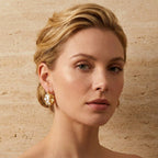 white-gold-shell-hoop-earring-front-model-aura-shell