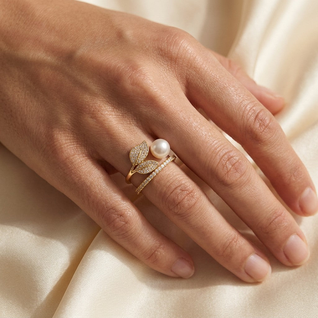 white-pearl-stacking-daphne-petal-gold-ring