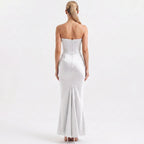white-satin-corset-maxi-dress-back-model-aphrodite-allure
