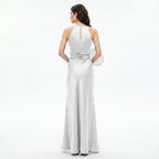 white-satin-halter-dress-back-model-selene-splendor