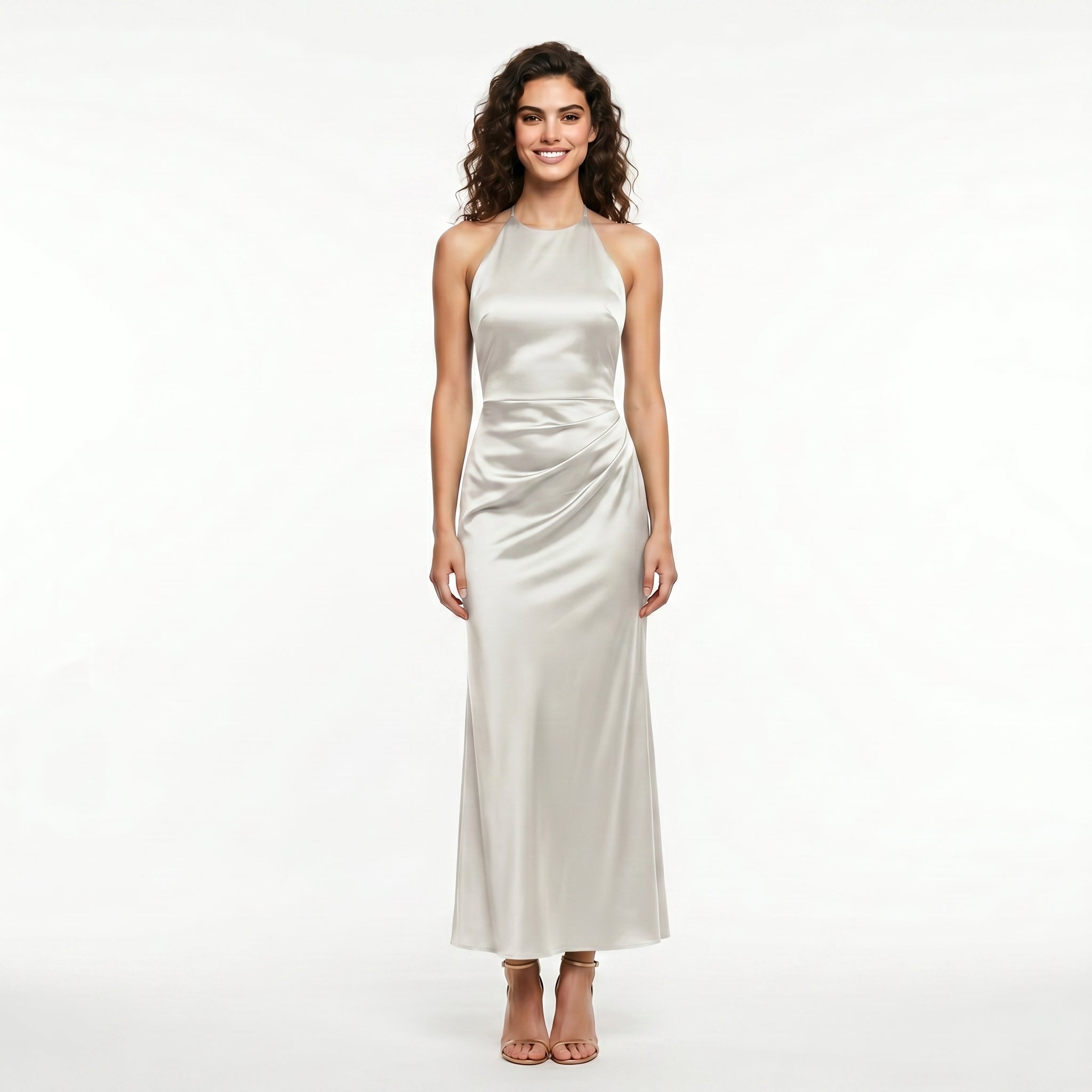 white-satin-halter-dress-front-model-selene-splendor