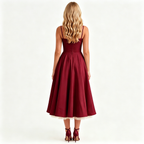 wine-satin-a-line-midi-dress-back-model-juno-muse