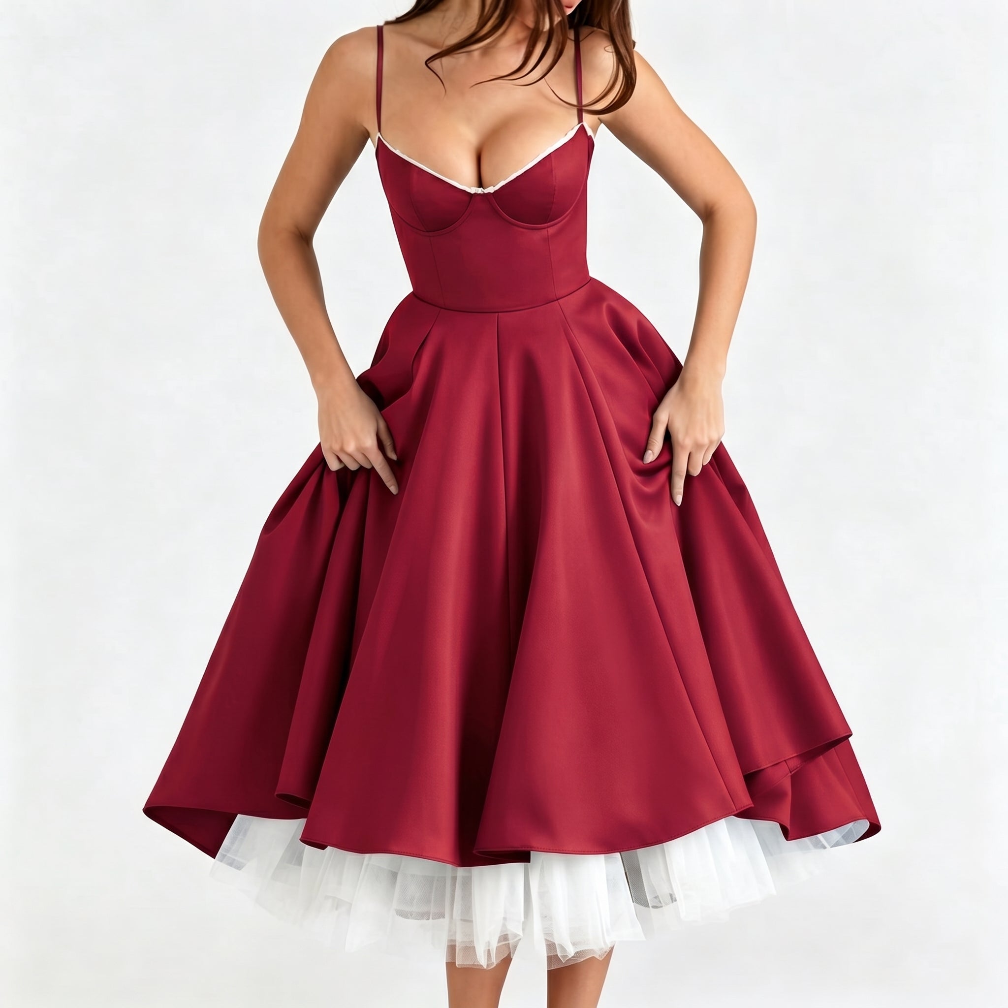 wine-satin-a-line-midi-dress-feature-detail-juno-muse