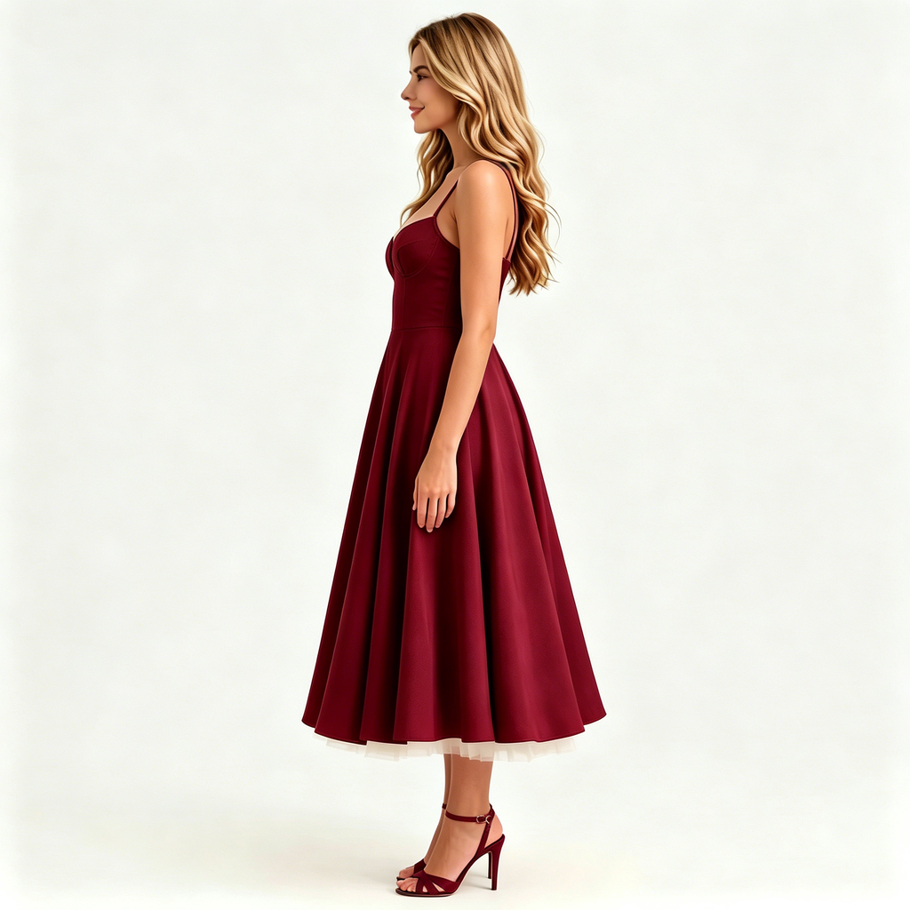 wine-satin-a-line-midi-dress-side-model-juno-muse