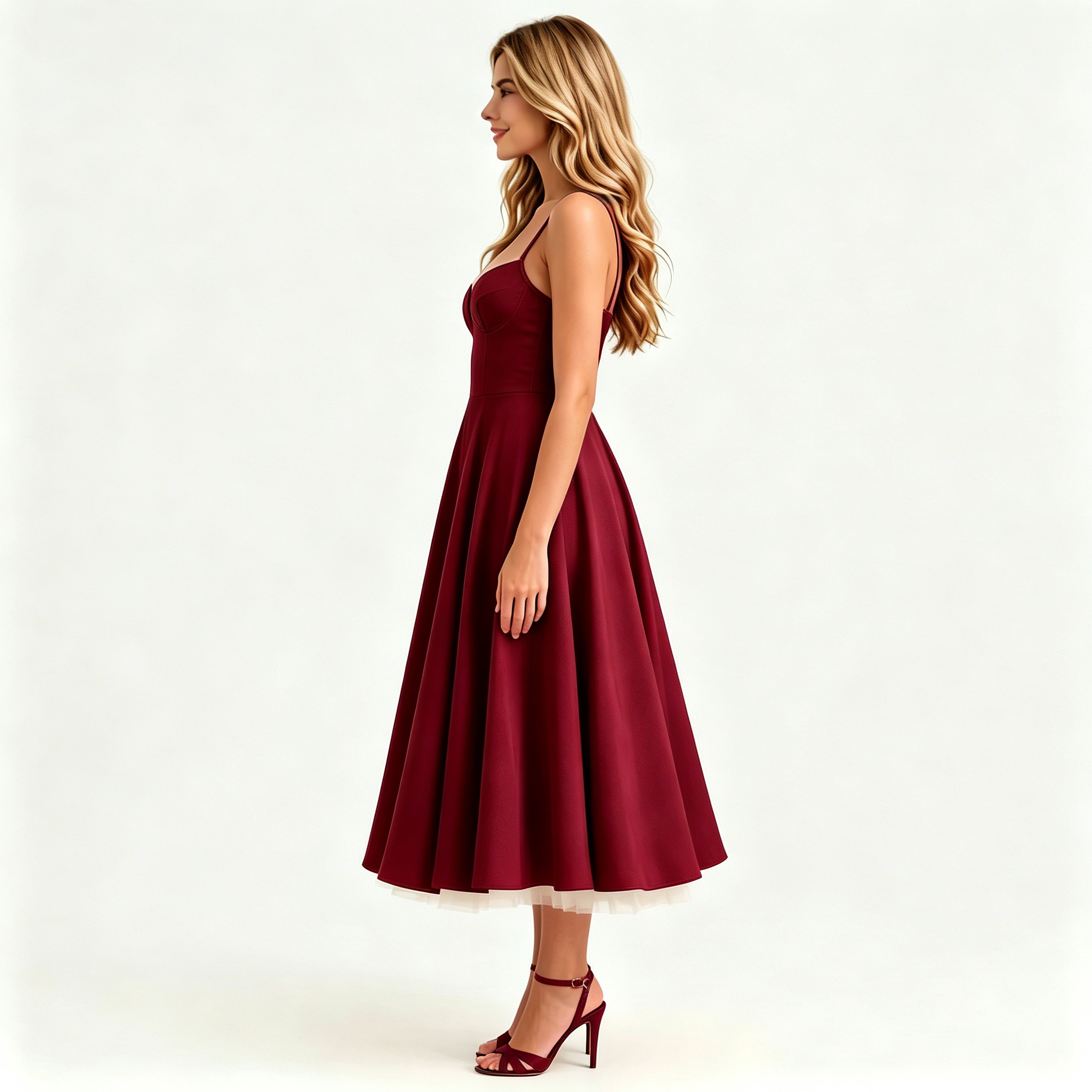 wine-satin-a-line-midi-dress-side-model-juno-muse