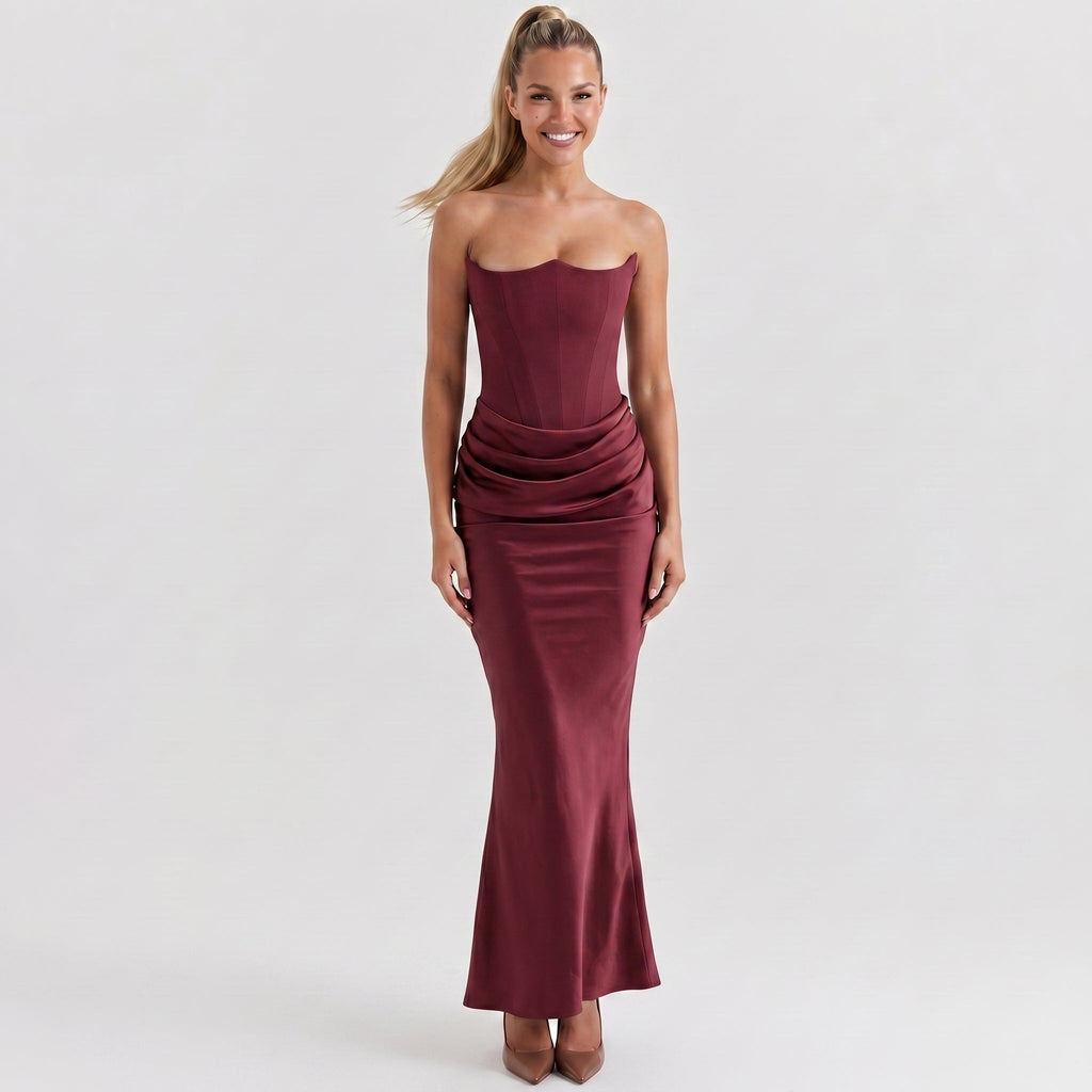 wine-satin-corset-maxi-dress-front-model-aphrodite-allure