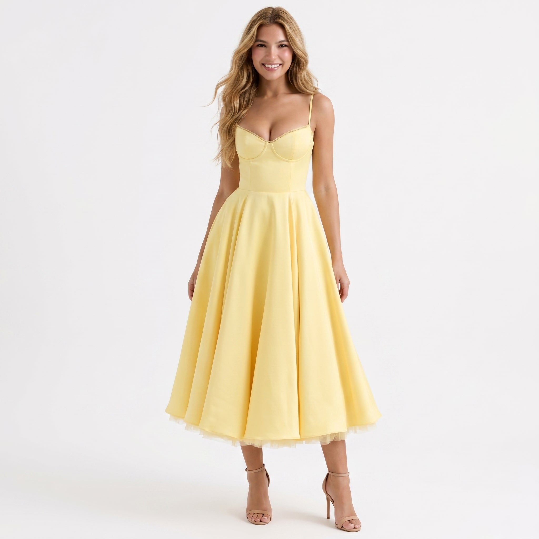 yellow-satin-dress-front-model-juno-muse